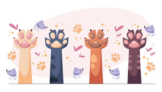 Cats paw isolated set collection concept. Vector flat cartoon graphic design illustration