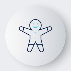 Line Holiday gingerbread man cookie icon isolated on white background. Cookie in shape of man with icing. Colorful outline concept. Vector