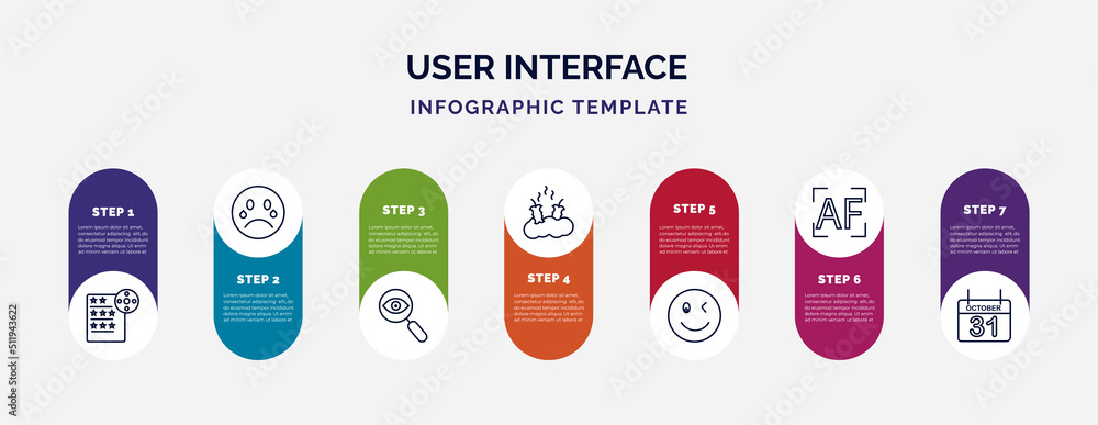 Poster infographic template with icons and 7 options or steps. infographic for user interface concept. incl