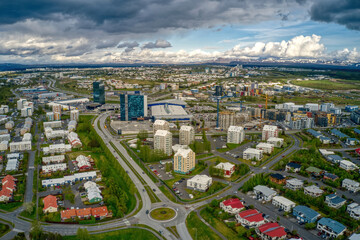 Aerial View of the Rapidly Growing Reykjavik Suburb of Kópavogur, Iceland