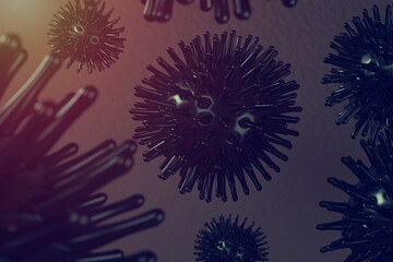 Coronavirus, pandemic medical background, covid 19 disease, abstract 3D illustration, 3D rendering infection