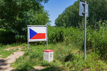 The confluence of the rivers Dyje and Morava on the border of the three states of the Czech...