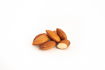 Delicious almond nut raw piece for vegan. Almond full macro shoot nuts healthy food ingredient 