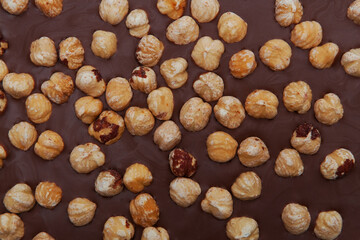 Top view of chocolate with nuts