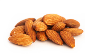 Delicious almond nut raw piece for vegan. Almond full macro shoot nuts healthy food ingredient 