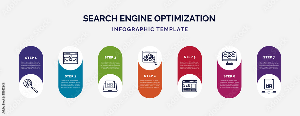 Poster infographic template with icons and 7 options or steps. infographic for search engine optimization c