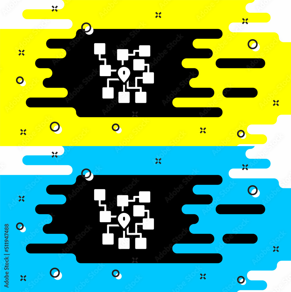 Poster white neural network icon isolated on black background. artificial intelligence ai. vector