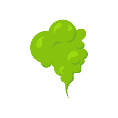 Bad smeeling cloud. Green fart toxic smoke. Cartoon stinky old nasty odor fumes poison gas. Dirt aroma stench. Vector concept isolated on white background