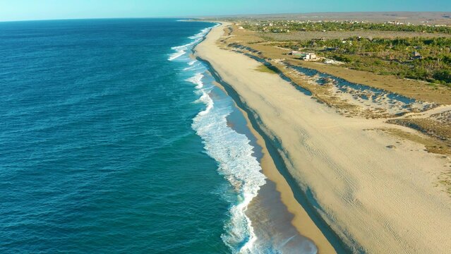 2021:TODOS SANTOS BCS MEXICO.Calm Setting With Ocean Breeze And Waves Of The Sea