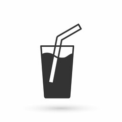 Grey Glass with water icon isolated on white background. Soda glass. Vector