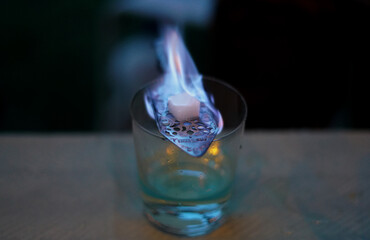 burning drink absinth with sugar