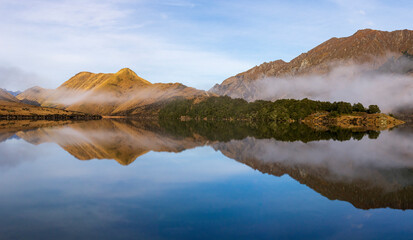 Moke Lake, near Queenstown, New Zealand, on an early winter morning. 