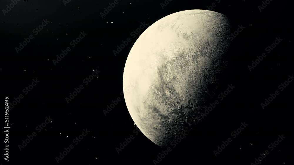 Poster beautiful view of outer space. motion . the bright planet in the animation rotates around its axis.