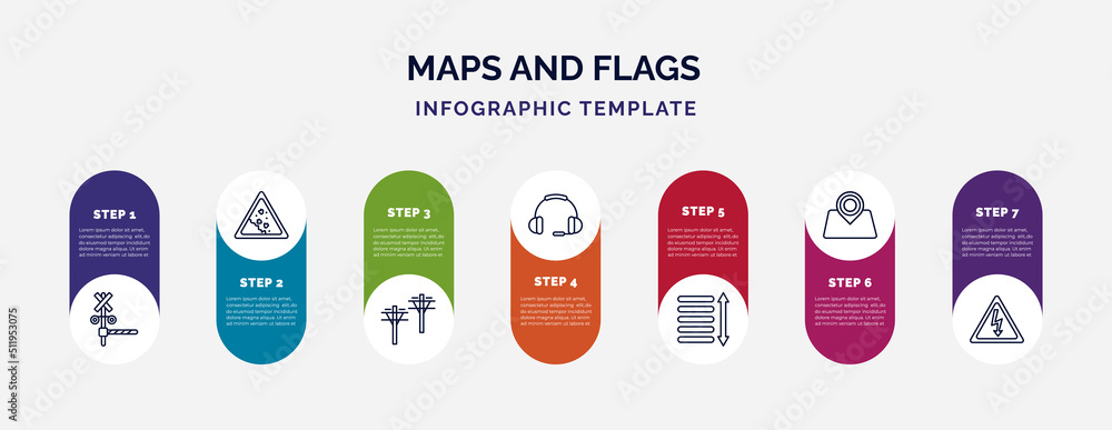 Poster infographic template with icons and 7 options or steps. infographic for maps and flags concept. incl