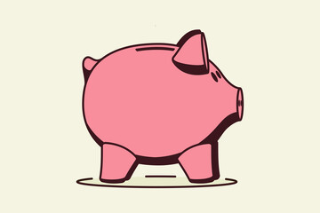 Outline piggy bank symbol. Pink piggy bank.