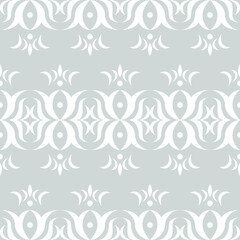 seamless botanical pattern of painted oriental motifs on a white background
