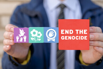 Stop genocide and mass repression concept. Victims of crime of genocide. Prevention of crime of...