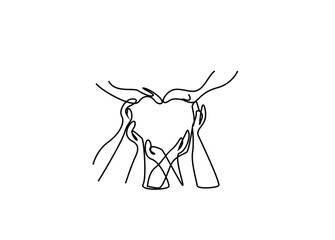 too many people doing heart sign with arms and hands teamwork concept