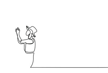 slim young tourist traveler woman in a hat takes a photo with a camera or phone in her hand