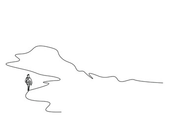 an adventurous tourist in nature walking discovering having a vacation