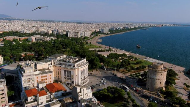 Thessaloniki aerial panoramic view, Greece