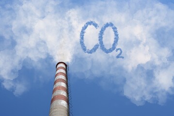 Chimney with smoke and carbon dioxide pollution