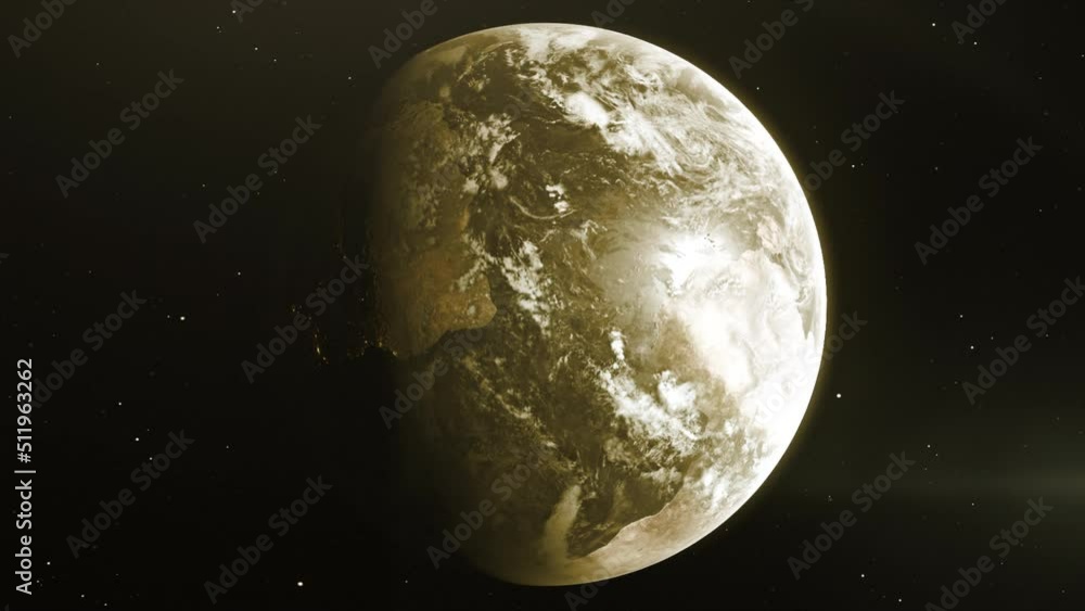 Poster beautiful animation with a view of the moon. motion . a bright rotating moon giving off different li
