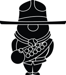 Black and White Cartoon Illustration Vector of a Scout Leader in Uniform Ranger