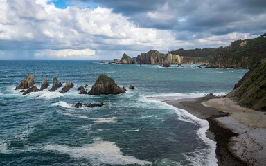 Scenic Cantabrian Sea coast, Asturias, Spain.