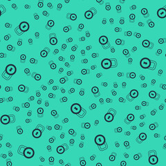 Black Lock icon isolated seamless pattern on green background. Padlock sign. Security, safety, protection, privacy concept. Vector
