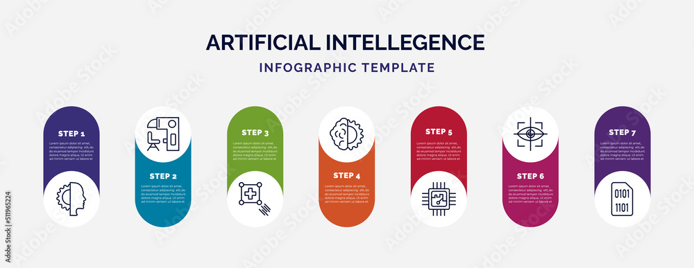Poster infographic template with icons and 7 options or steps. infographic for artificial intellegence conc