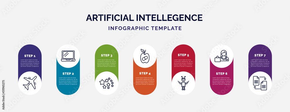 Poster infographic template with icons and 7 options or steps. infographic for artificial intellegence conc