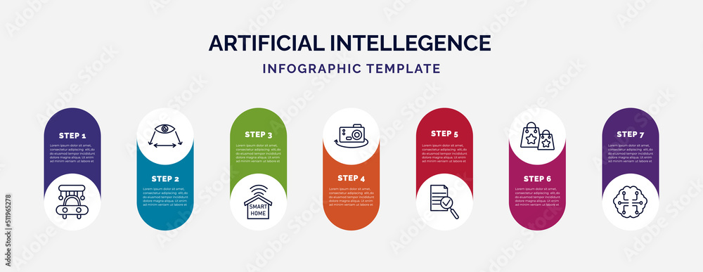 Poster infographic template with icons and 7 options or steps. infographic for artificial intellegence conc