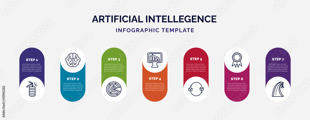 Poster infographic template with icons and 7 options or steps. infographic for artificial intellegence conc