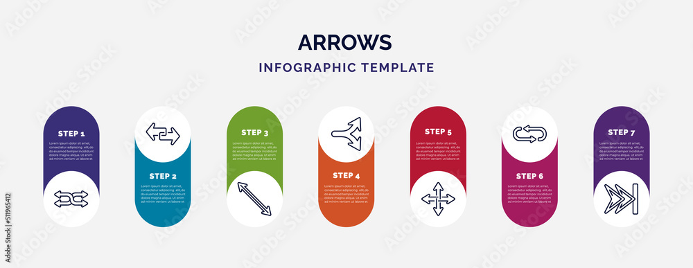 Poster infographic template with icons and 7 options or steps. infographic for arrows concept. included suf