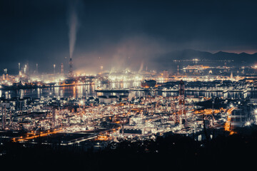 The Mizushima plant or the Mizushima industrial plant, Okayama Prefecture in Japan, Factory or petroleum	