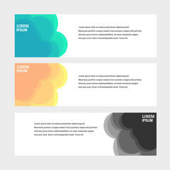 set of banner vector illustration soft color circle cloud style