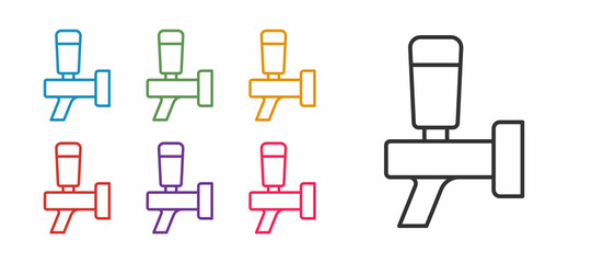 Set line Beer tap icon isolated on white background. Set icons colorful. Vector