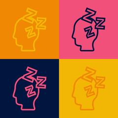 Pop art line Dreams icon isolated on color background. Sleep, rest, dream concept. Resting time and comfortable relaxation. Vector