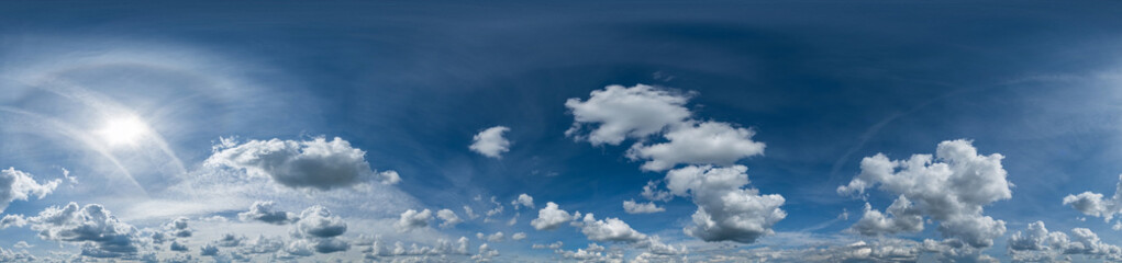 Seamless cloudy blue sky hdri panorama 360 degree view angle with zenith and beautiful clouds for...