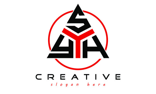 YSH three letter creative triangle shape in circle logo design vector template. typography logo | Letter mark logo | initial logo | wordmark logo | minimalist logo | gaming logo | emblem logo