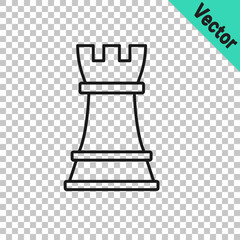 Black line Chess icon isolated on transparent background. Business strategy. Game, management, finance. Vector
