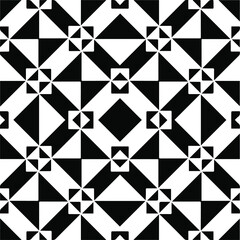 Abstract geometric seamless pattern.  Black and white vector background. monochrome mandala.