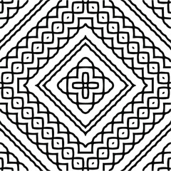 Abstract geometric seamless pattern.  Black and white vector background. monochrome mandala.