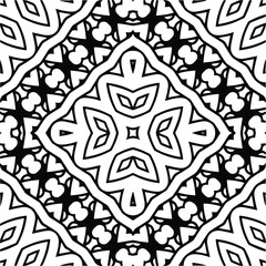 Abstract geometric seamless pattern.  Black and white vector background. black mandala.