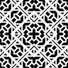 Abstract geometric seamless pattern.  Black and white vector background. black mandala.