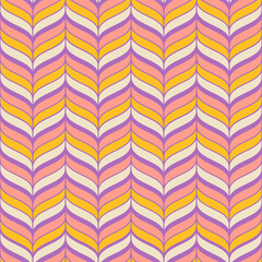 Groovy geometric seamless pattern. 70s retro background. Vintage nostalgic colorful striped fashion vector print for fabric, paper, packaging