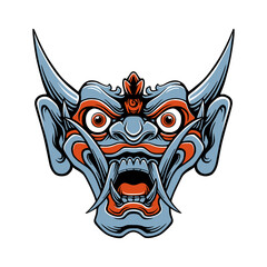 Japanese samurai mask vector 