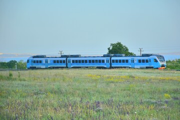 Fototapeta na wymiar train on the steppe