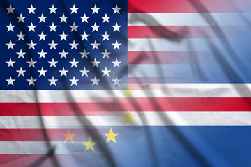 Fototapeta na wymiar USA and Cape Verde national flag transborder contract CPV USA
